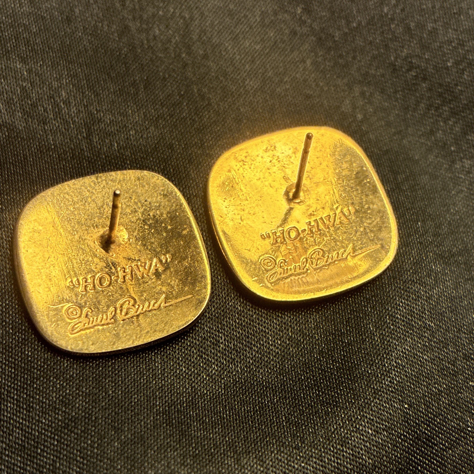 Laurel Burch Ho-Hwa Square Floral Stud Earrings