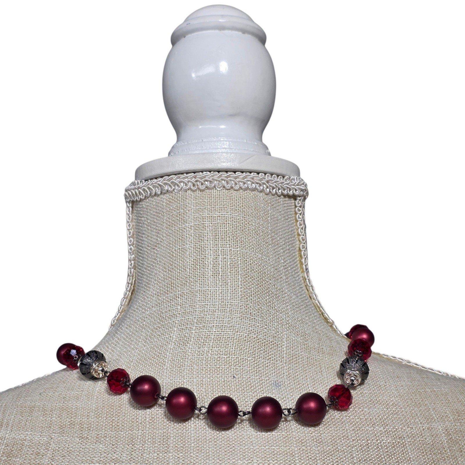 Red Beaded Necklace Costume Jewelry Party Cocktail Statement