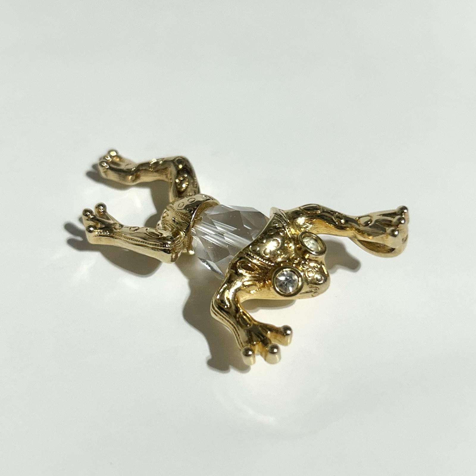 Rare Swarovski Gold Tone / Crystal Frog Pendant – 2 1/8 in – Beautiful Condition