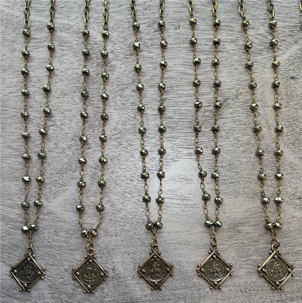 Virgin Saints & Angels VSA Inspired Necklace Saint George Protector Metal Rosary