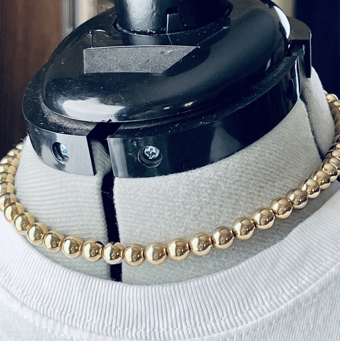 Ralph Lauren American Living Vintage Gold Tone Ball Bead Choker Necklace, 17.5”