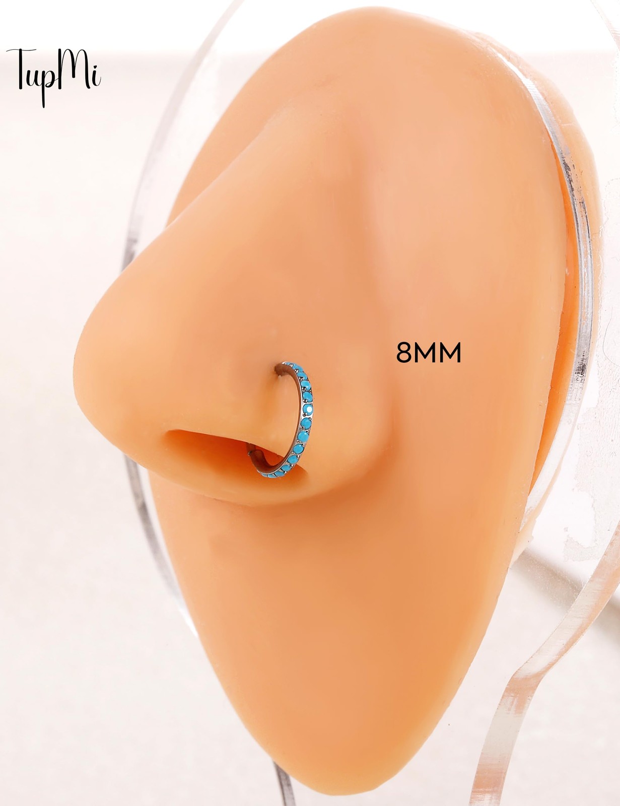 Titanium Nose Rings Hoops 20G Septum Clicker for Men Turquoise Hinged Segment…
