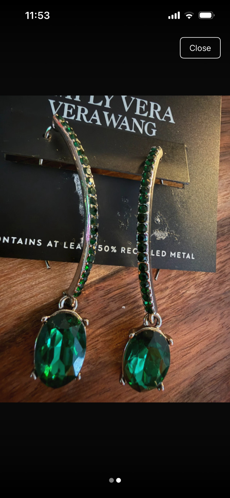 Green Statement Crystal Necklace Wedding Vera Wang
