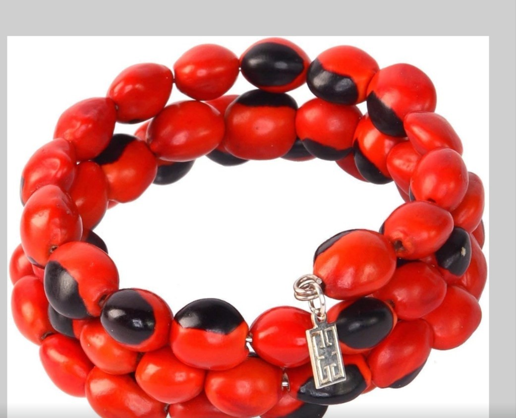 Evelyn Brooks Adjustable Wrap Beaded Bracelet With Peruvian Red & Black Huayruro