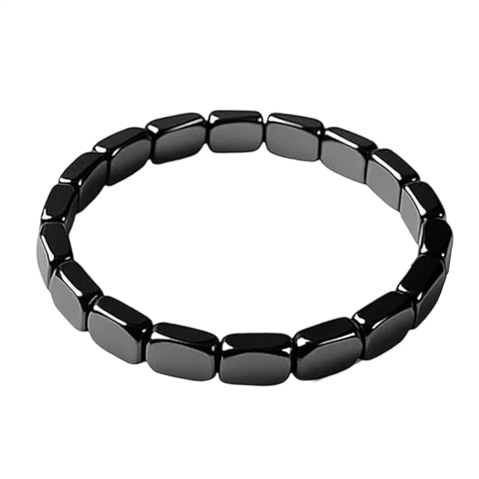 Natural Hematite Bead Bracelet for Men Adjustable Healing Stone Fashion Jewelry