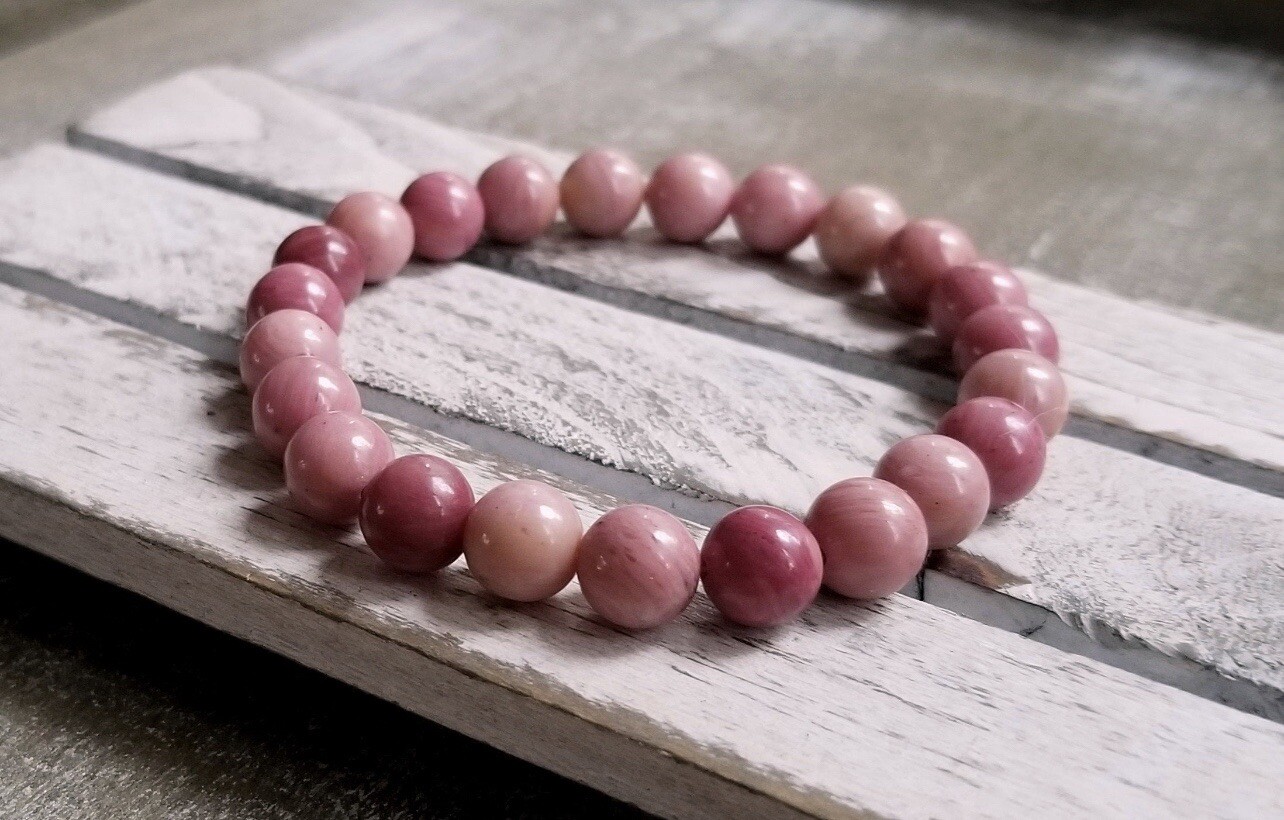 AAA Quality Natural Pink Rodonite Round Beaded Bracelet For Men and Women