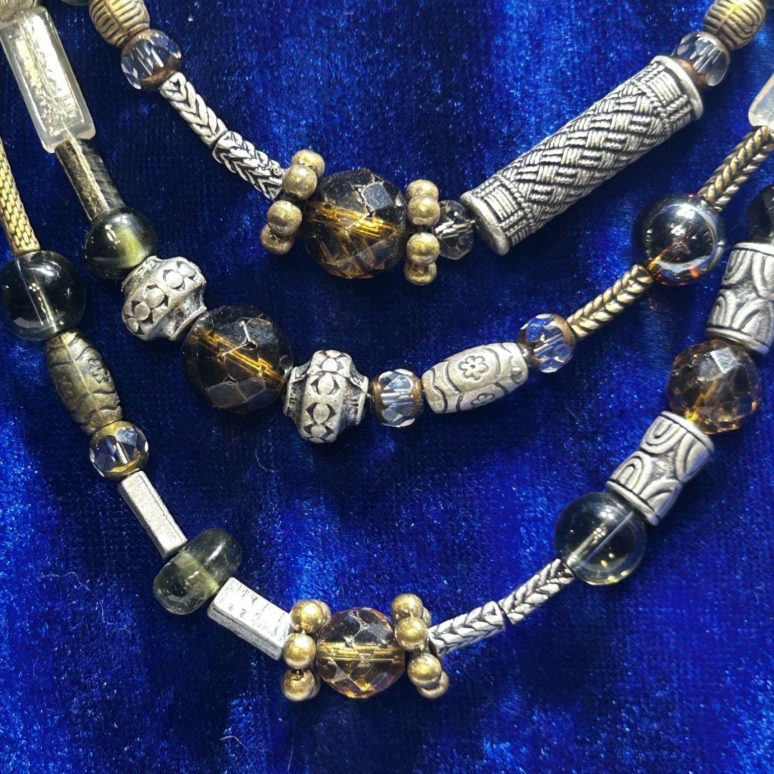 Park Lane Multi-Strand Beaded Layered Necklace 18-21″ Mixed Metal Glass Bohemian