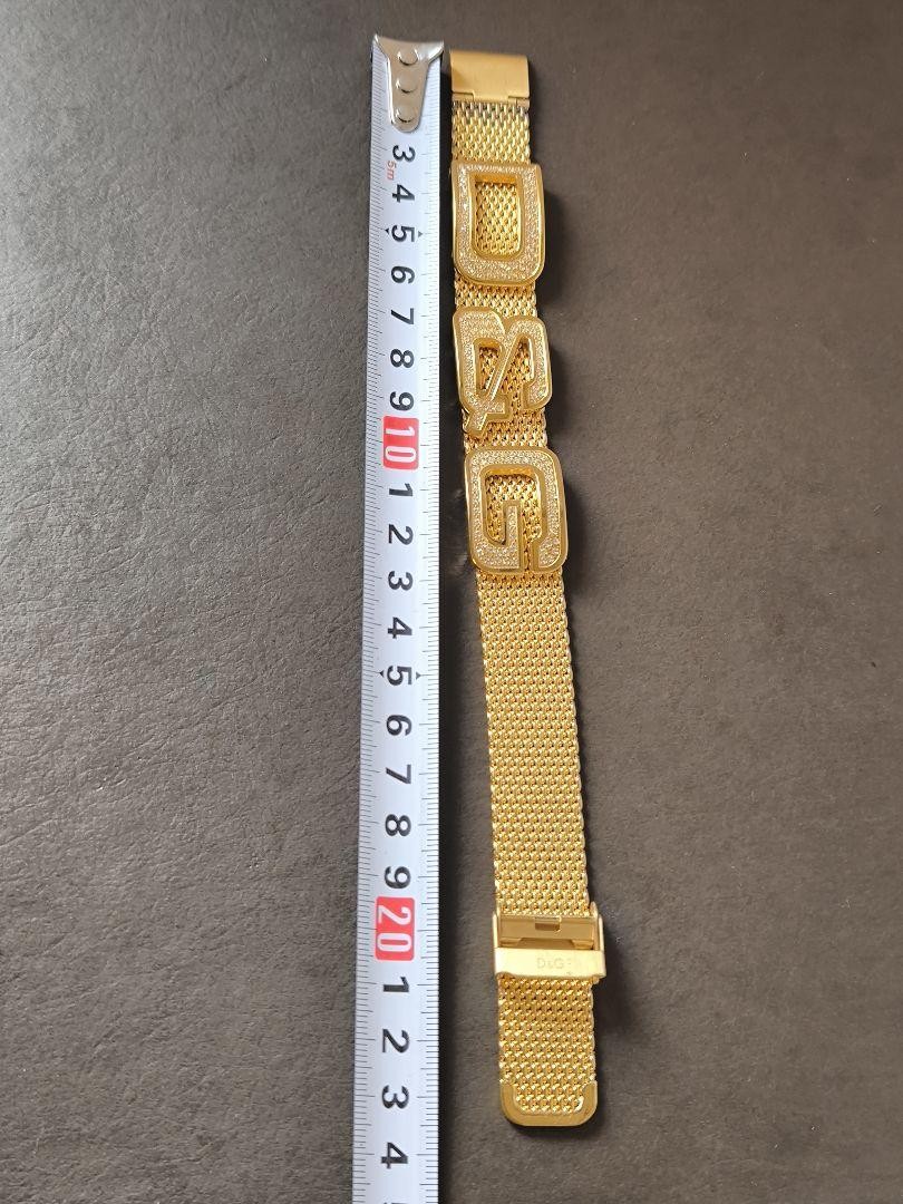 Dolce & Gabbana Bracelet Cuff Bangle Mesh Pattern Gold Logo Length: 9 in.