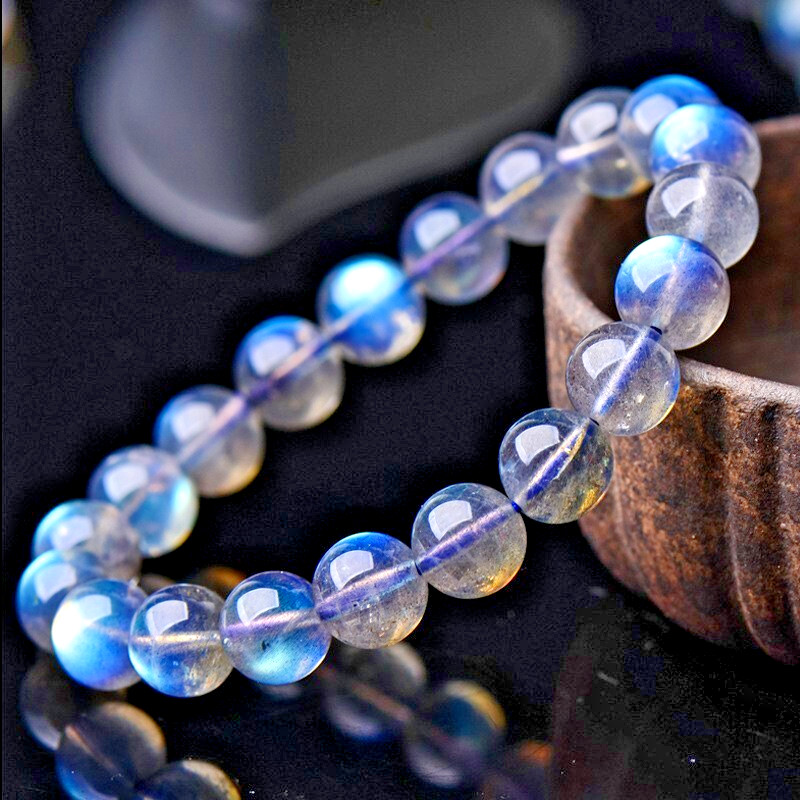 Handmade Natural Moonstone Elastic Stretch Bracelet – 7mm Round Gemstone Bead
