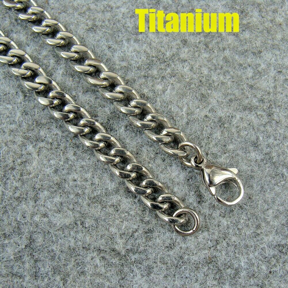 Pure Titanium 5.5mm Wide Curb Chain Anti-allergy Necklace, Length 25.59″