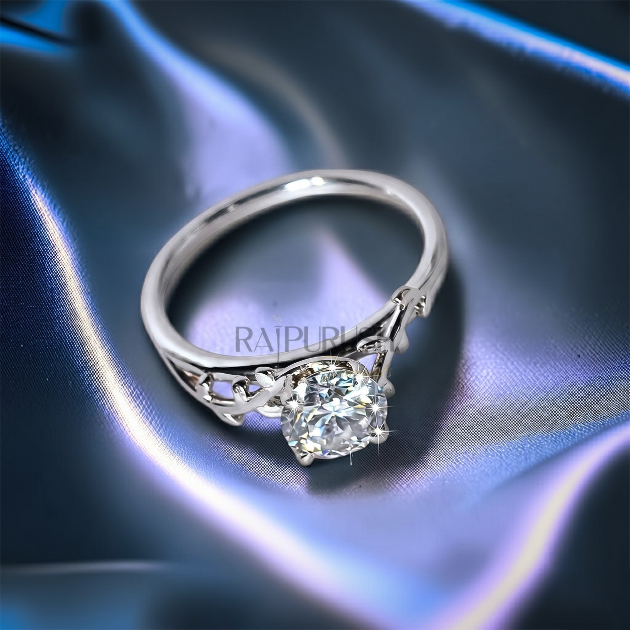 Nature Inspired Twig Engagement Ring Leaf Motif Moissanite Solitaire 925 Silver
