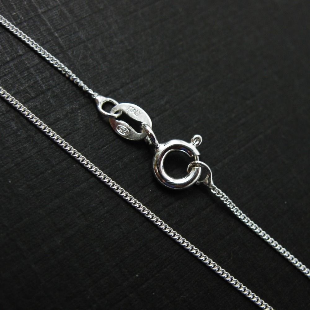 Sterling Silver 1mm Curb Necklace Chain. Made in Italy. ALL SIZES(16-36 inch)
