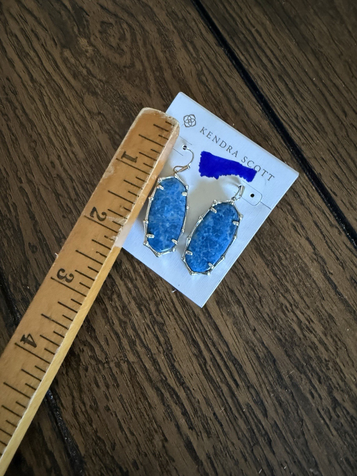 Kendra Scott Elle Drop Earrings silver Tone Bronze Veined Turquoise Magnesite