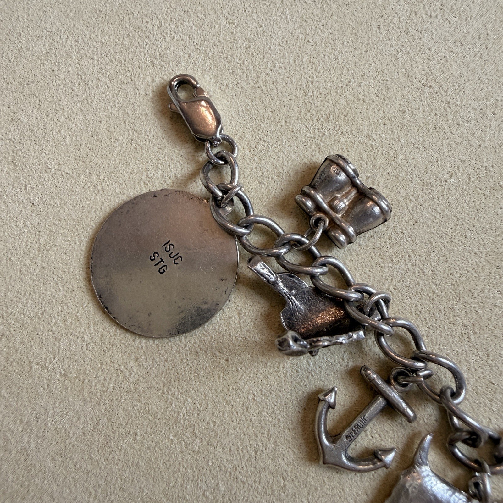 Vintage 925 Sterling Silver Charm Bracelet Size 6 3/4 inches