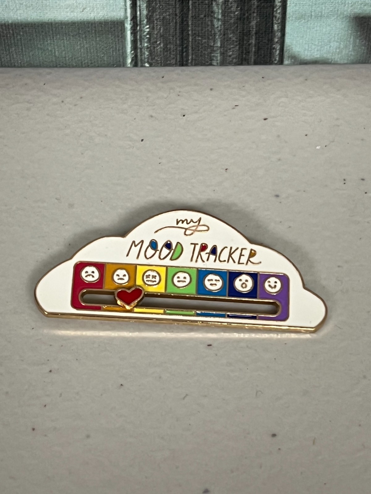 Sliding Social Battery Mood Tracker Enamel Pin Adjustable Energy Brooch 6 colors
