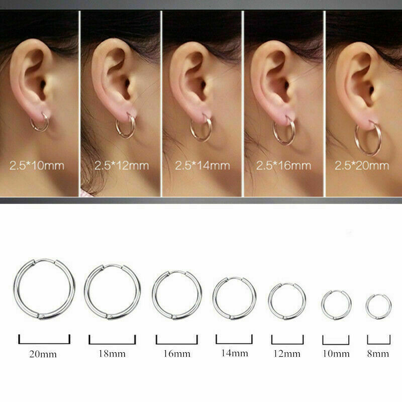 Men’s Stainless Steel Small Hoop Earrings Ear Cartilage Lip Piercing Nose Hoop