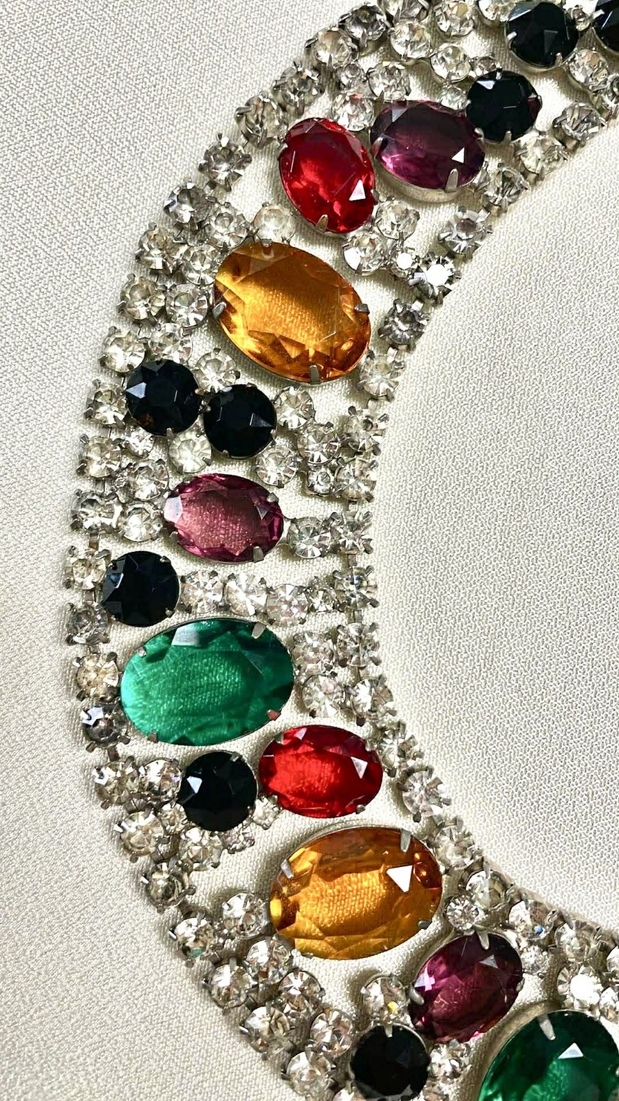 Stunning Multicolored Huge Rhinestone DeLizza & Elster Bib Necklace for KJL (?)