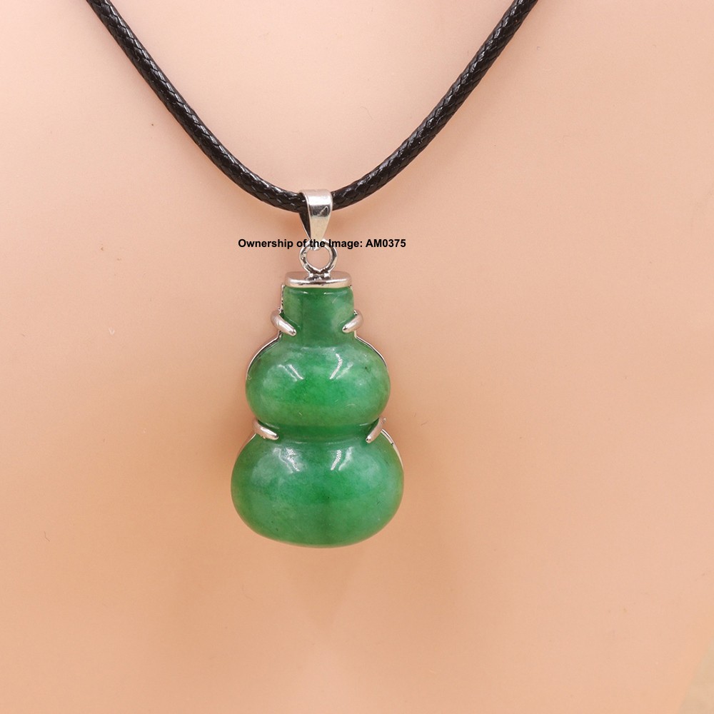 NEW White Alloy Heating Jade Pendant For Women Men Green Jade Gourd Pendant