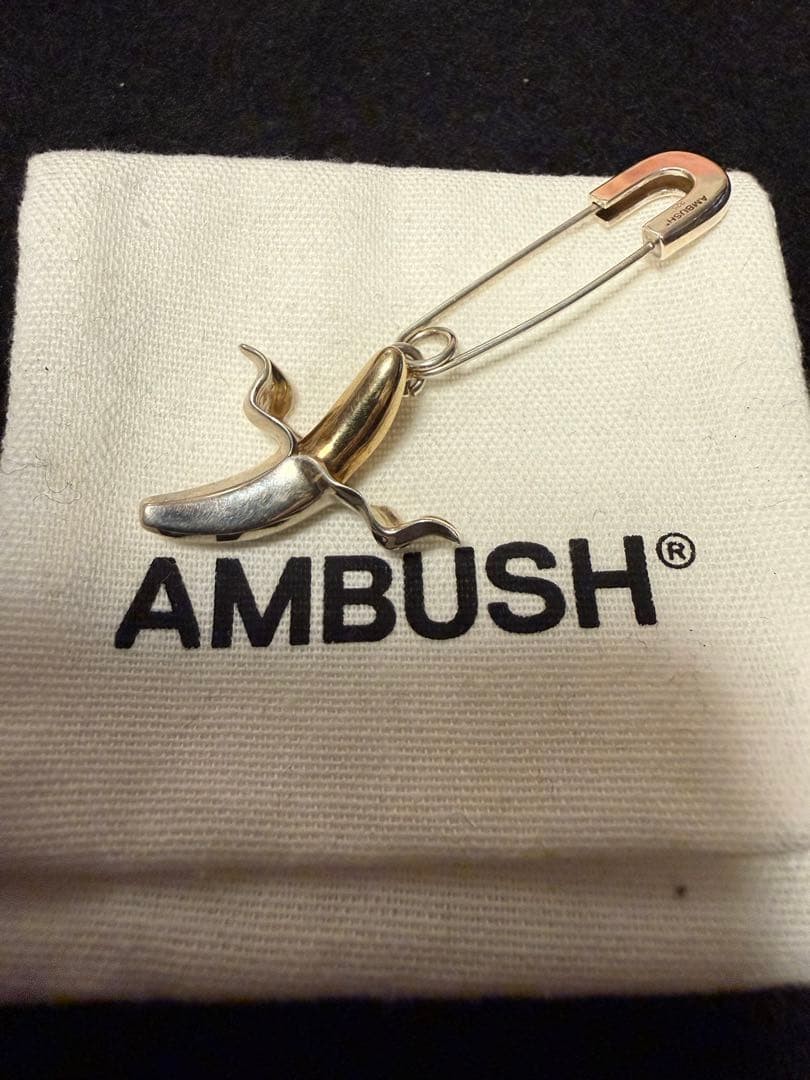 AMBUSH Banana Charm Safety Pin Silver 925 Single Earring H6.4cm x W2.5cm
