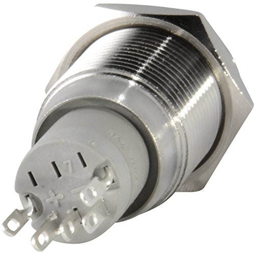 JacobsParts Momentary Pushbutton Starter Switch Circular Metal Silver with