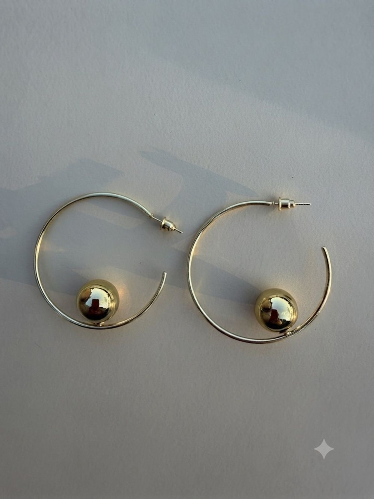 ✨ Gold Hoop Earrings with Sphere Accent – Women Jewelry