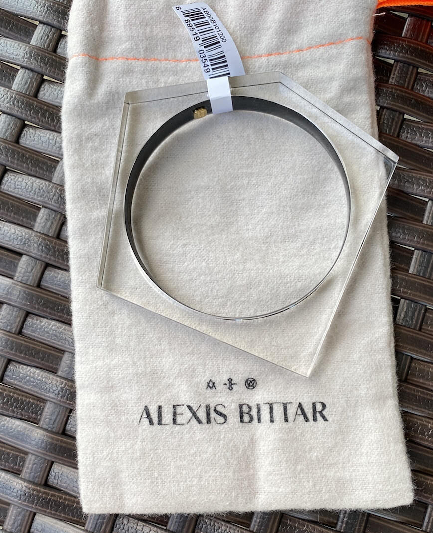 100% Authentic ALEXIS BITTAR ASYMMETRICAL PENTAGON Black Lucite BRACELET