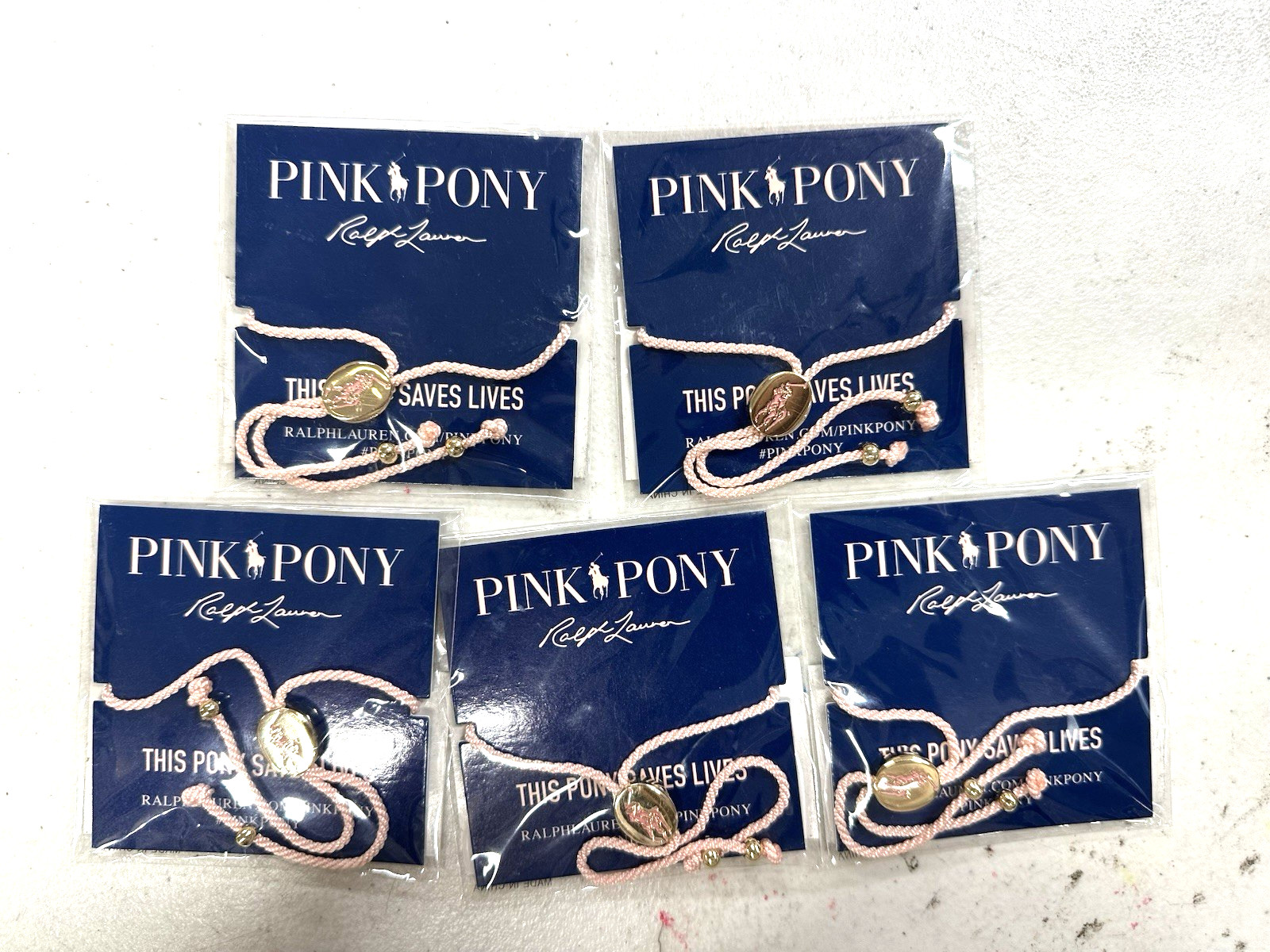 Polo Ralph Lauren Light Pink Pony Bracelet Cancer Awareness 5-PACKS