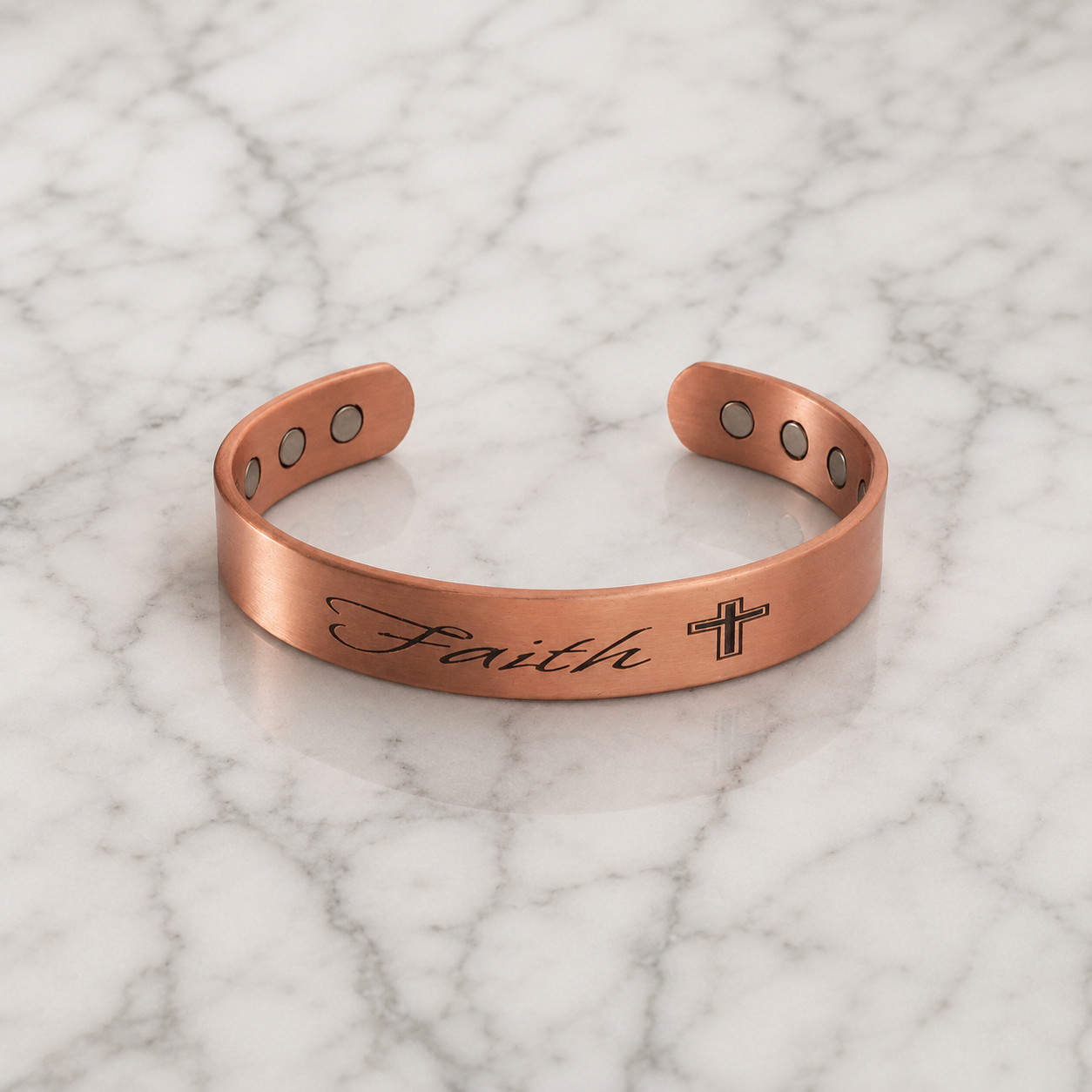 Pure Solid Copper Magnetic Bracelet Arthritis Pain Therapy 12mm Cuff Faith Cross