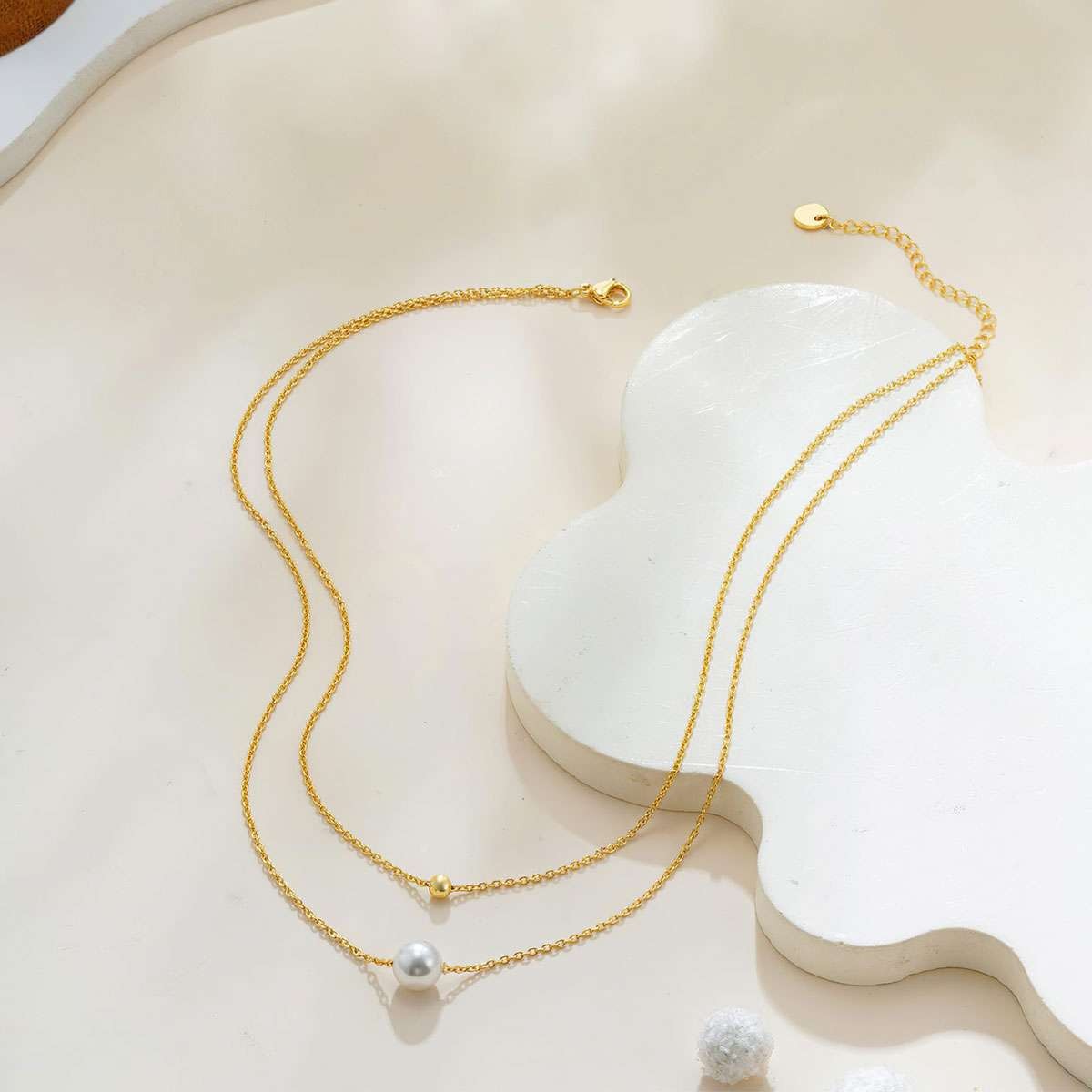 4 style Women Gold Plated Freshwater Pearl Beaded Chain Necklace 17.7in w/Box
