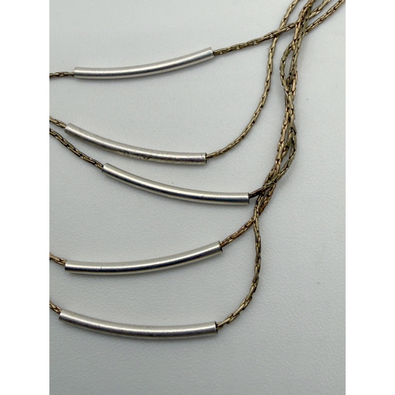 Layered Mixed Metal Necklace Gold Chains Silver Bars 14-17″