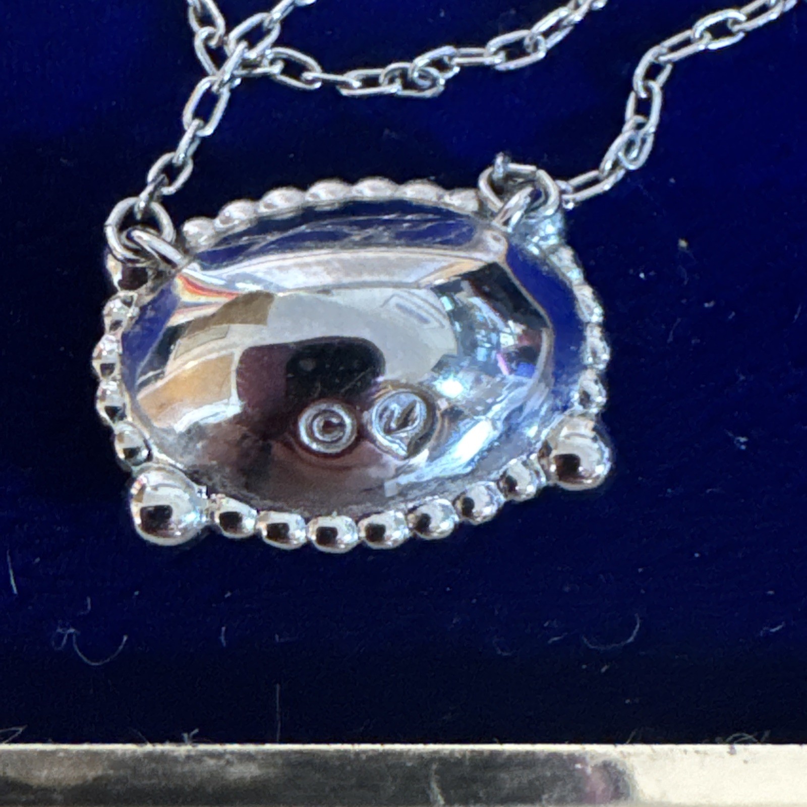 Swarovski Rosette Mini Dark Crystal Necklace Palladium Plated