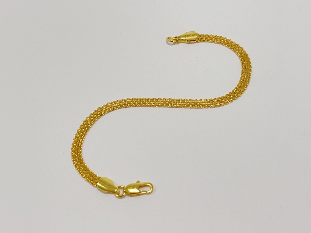 Solid 18K Yellow Gold AU750 Multiple Layer Wide Bracelet Bangle Chain 18cm/7in