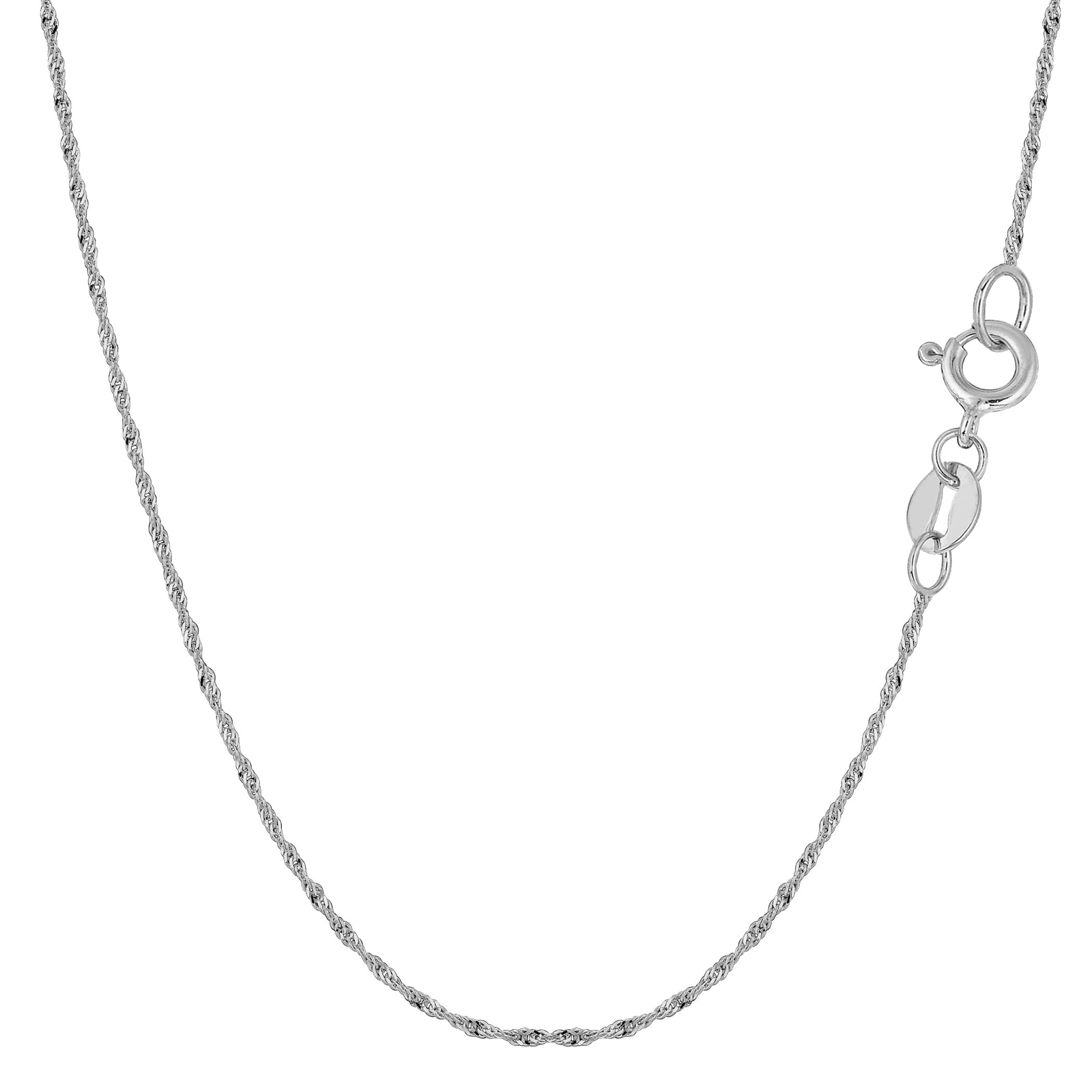 14k White Real Gold Singapore Chain Necklace, 1.0mm, 20″