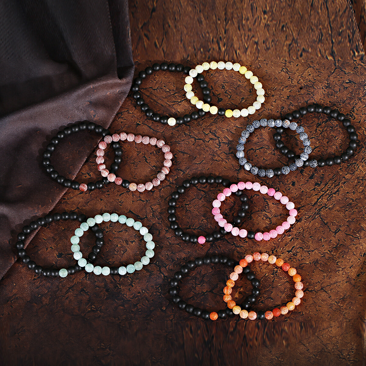 Wholesale 50 Pcs Natural Stone Bracelets Men’s Chakra Healing Power Bangles Lot