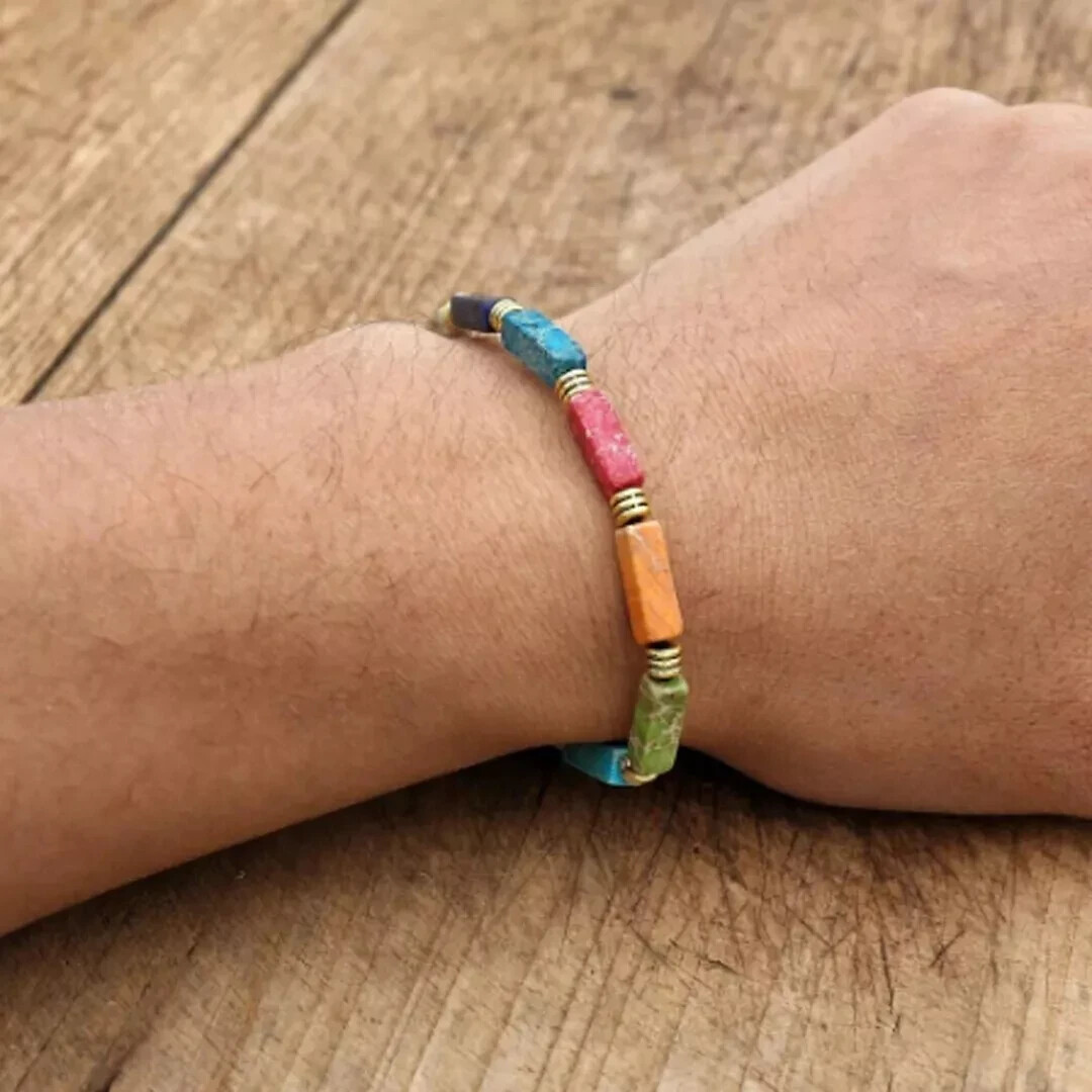 2025HOT Handmade Seven Chakra Jasper Stone Women Lucky Bracelet Birthday Gift