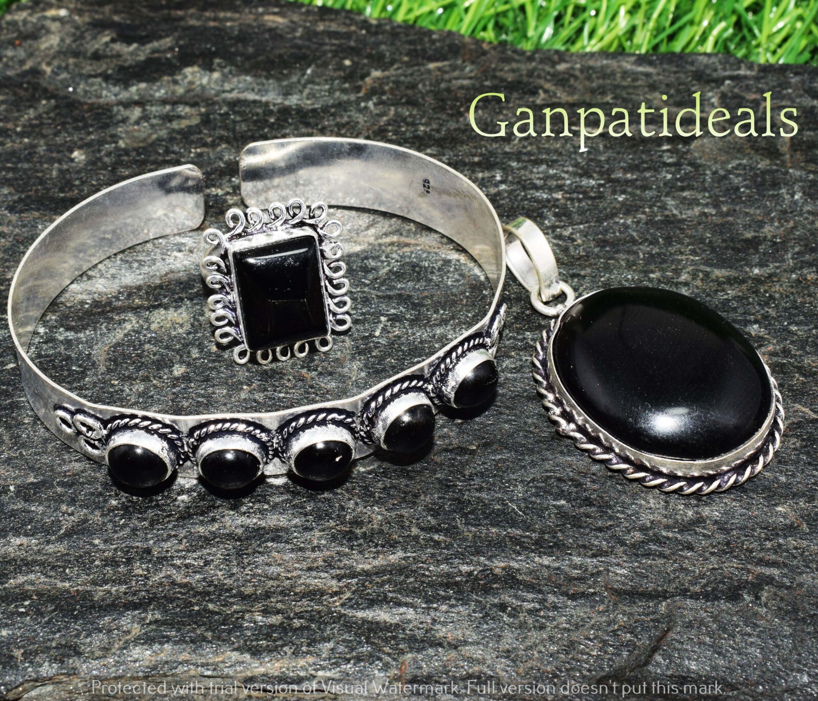 Black Onyx Mix Shape 3pcs Combo Set 925 Silver Plated Wholesale Lot Jewelry