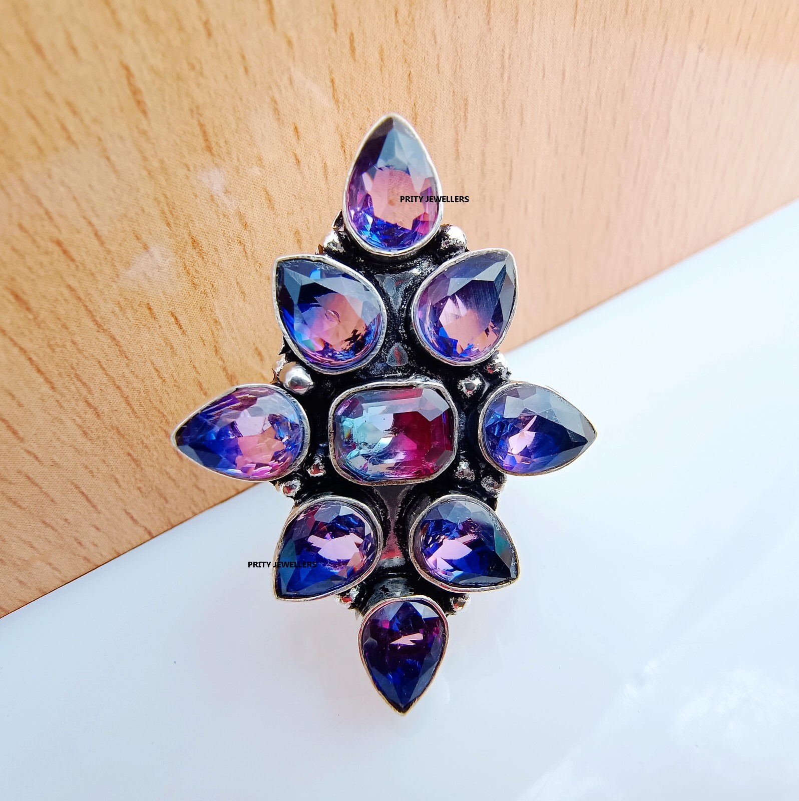 Beautiful Queen Style Ametrine Silver Plated Handmade Ring , All Size Available