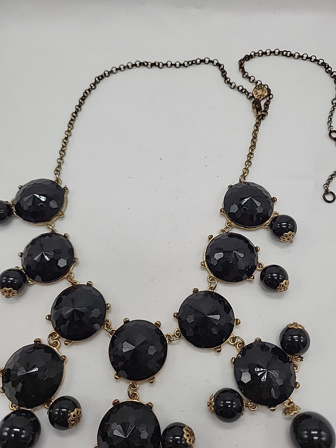 Vinrage J. Crew Statement Black Bubble Necklace in 18K Gold Electroplating 26″