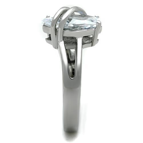 Women’s Ring, Clear CZ, Stainless Steel, Split Shank, Marquise Ring