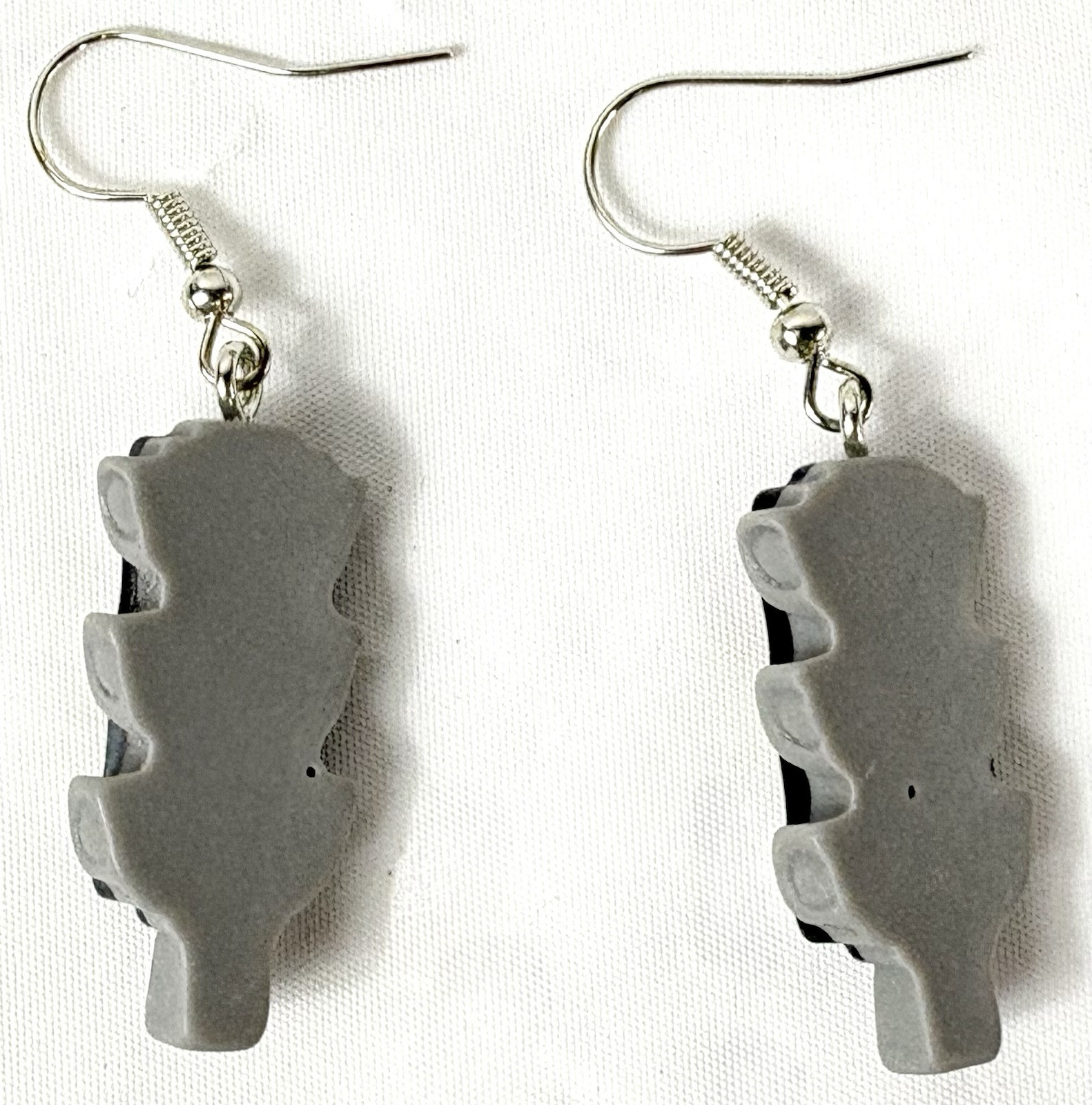 Hook Drop Dangle Silver Tone Earrings Gray Stoplights Traffic City Street Signs