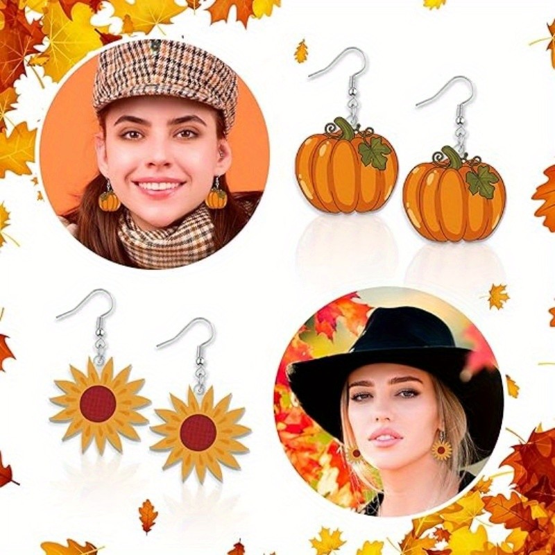9/12 Pairs Thanksgiving Dangle Earrings Set Fall Holiday Jewelry Gifts for Women