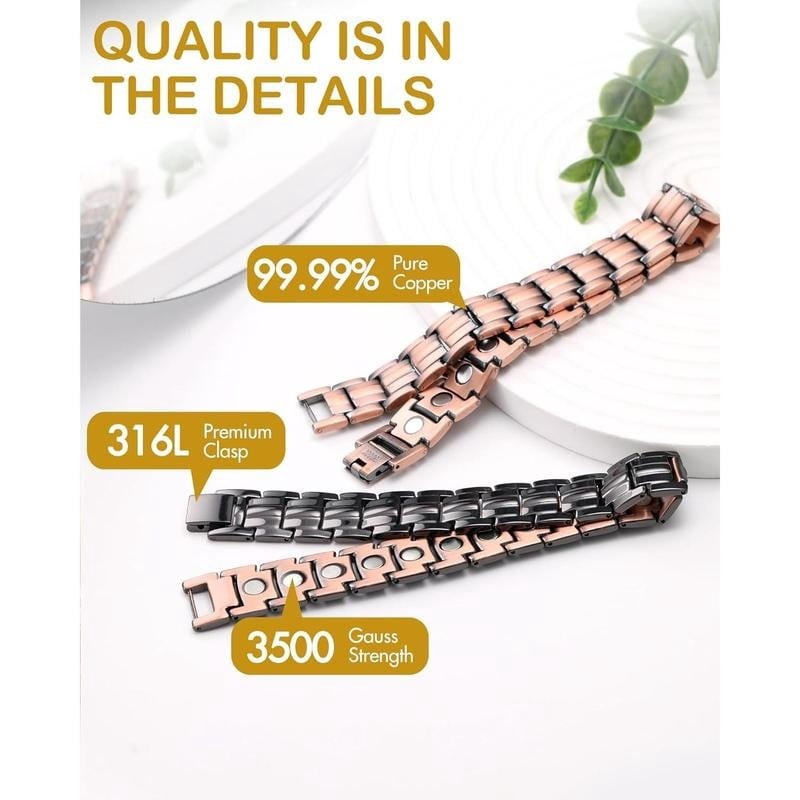 GMOX Men’s Copper Bracelet,3X Strength 99.99% Copper Magnetic Adjustable Length