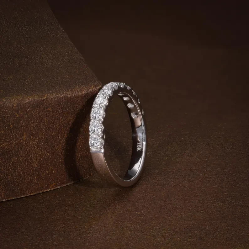 2 Ct Round CutSimulated Diamond Wedding Half Eternity Ring 14k White Gold Plated