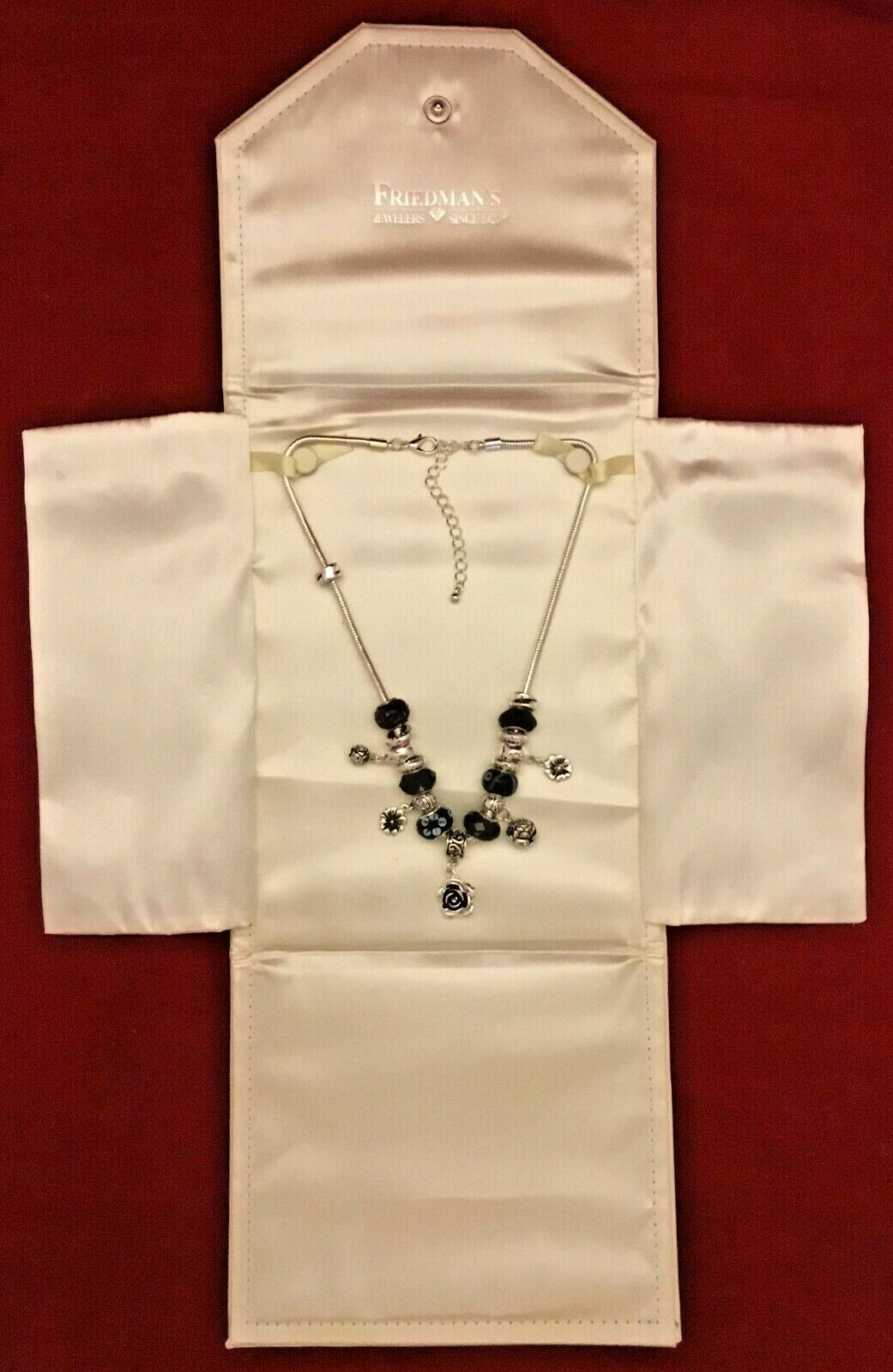 Friedman’s Jewelers Floral Charms Necklace 17-20 Inch Adjustable Flowers New