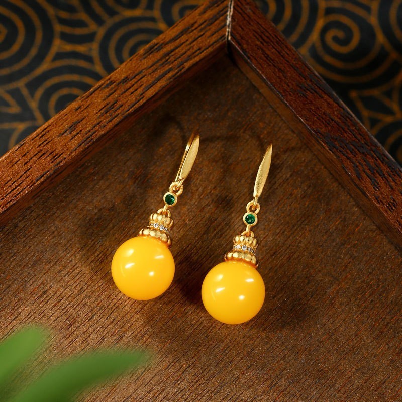 Chinese-style enamel gradient floral earrings，Multicolored Earrings，Handmade