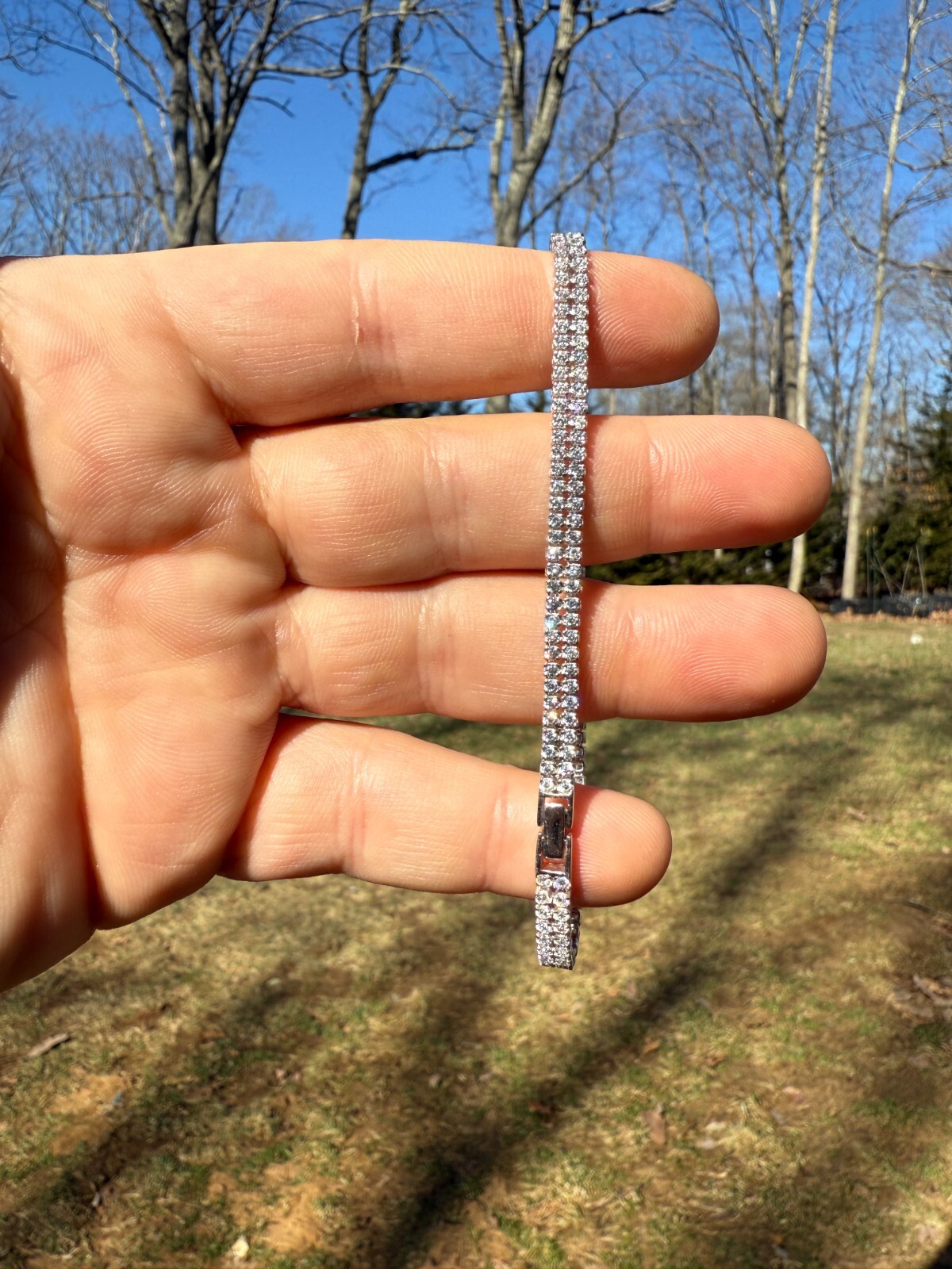 Real 925 Sterling Silver Micro Two Row 4.5mm Tennis Bracelet CZ 6-8″ Iced