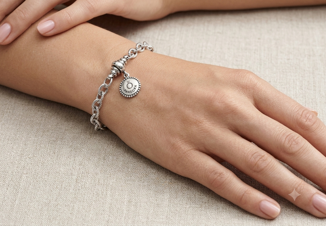 Textured Chain Bracelet for European Charms, Dangles & Lockets
