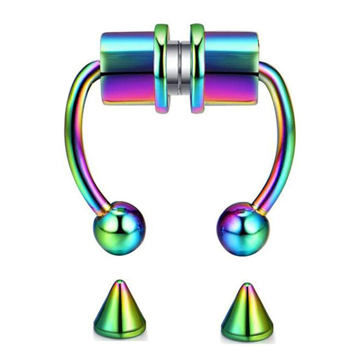 Nose Rings Magnetic Non-Piercing Fake Septum Segment Helix Club Clickers Punk US