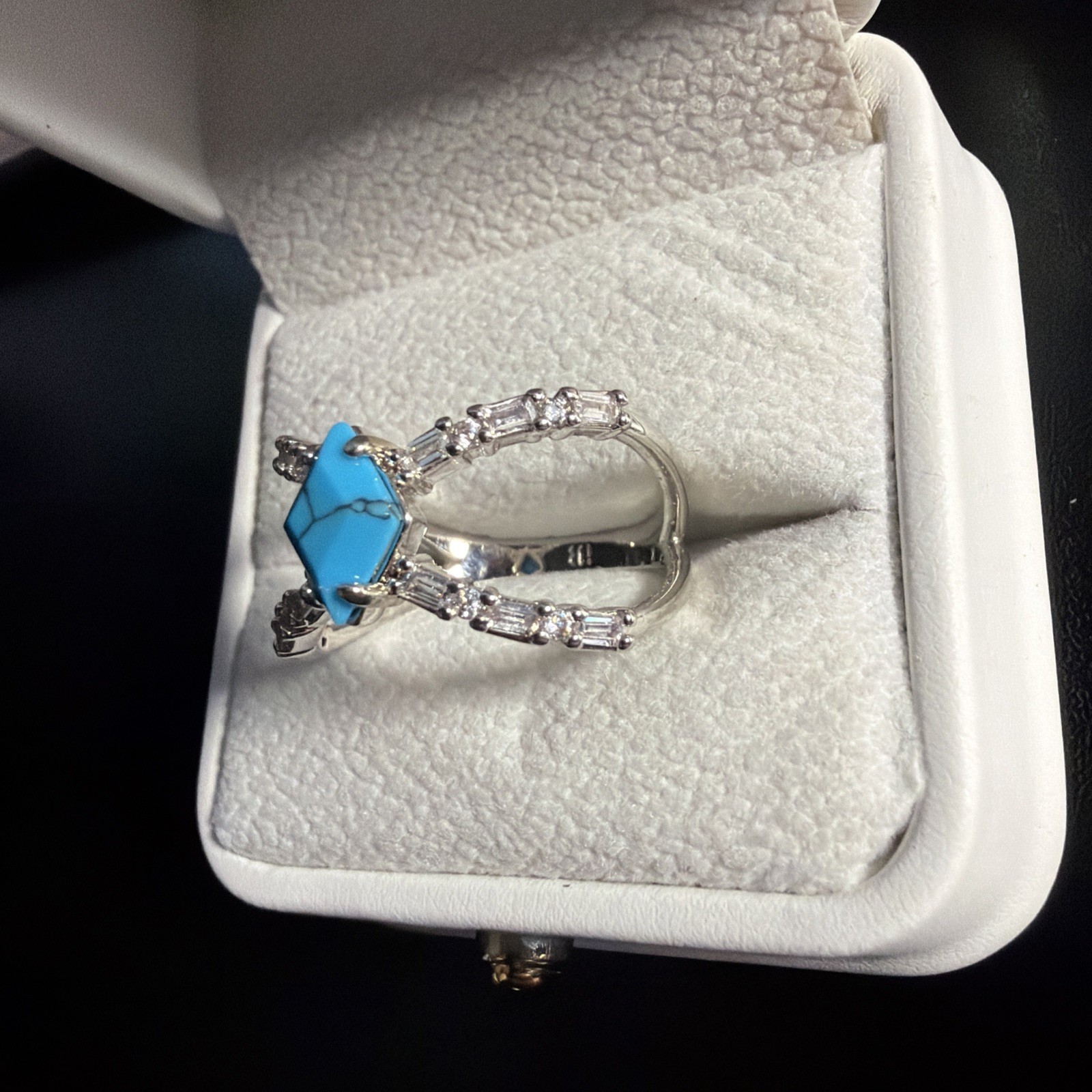 Bomb Party December Ring Sz 10 “Here To Stun” RG68547 Turquoise on Rhodium