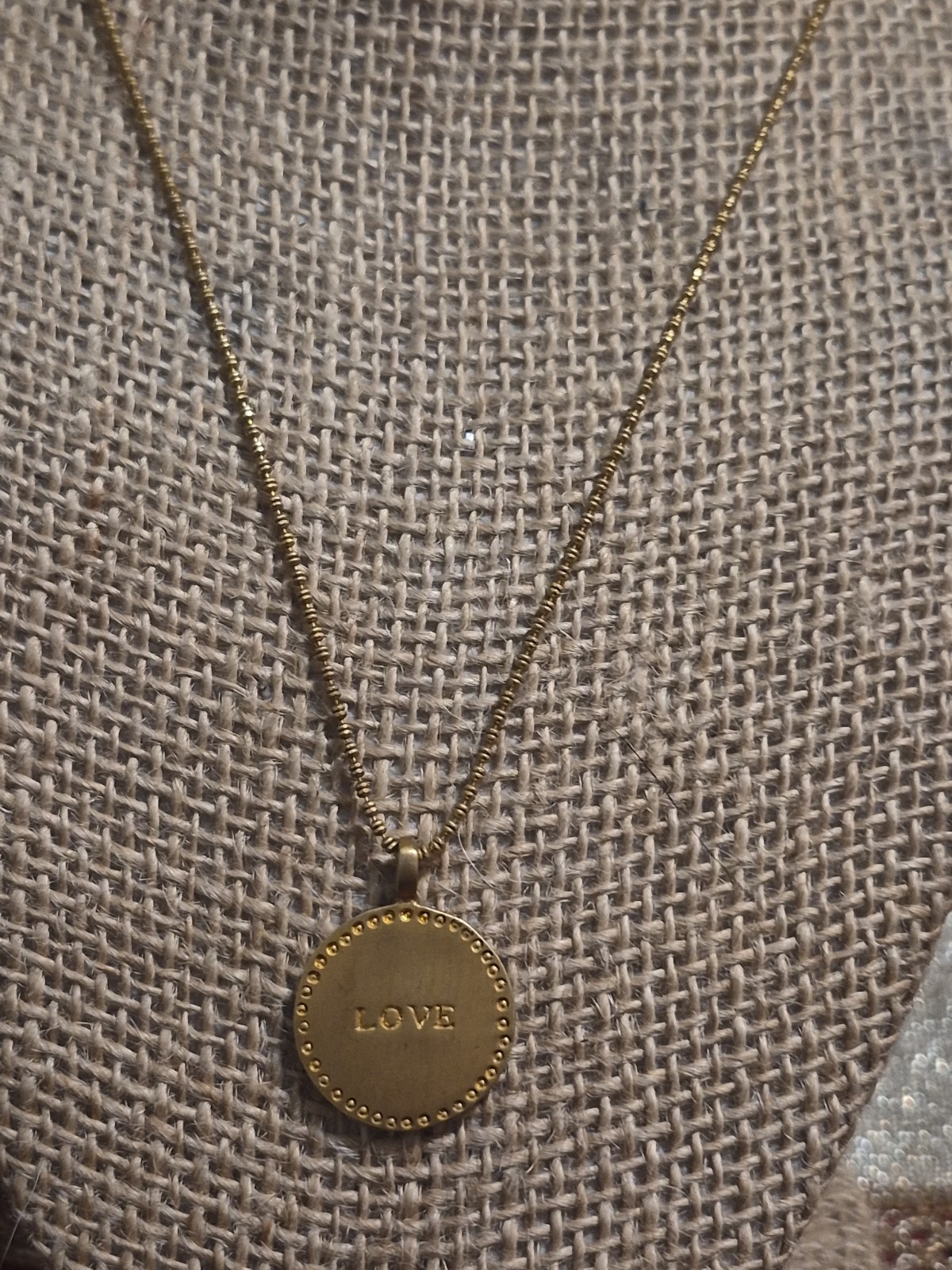 Vintage Lulu DK Reversible “Love” Coin Pendant Necklace – 14K Gold Plated Brass